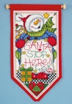 Набор для вышивания крестом "Santa Stop Here//Санта тут" Design Works