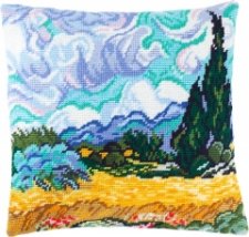 Набір для вишивання подушки "Пшеничне поле с кипарисом" Чарівниця