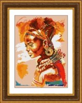 Набор для рисования камнями (холст) "Африканка" LasKo