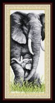 Набір для малювання камінцями (холст) "Слониха і слоненя" LasKo
