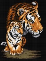 Набір для малювання камінцями (холст) "Тигриця та тигреня" LasKo