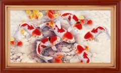 Набір для малювання камінцями 5D (часткова викладка на холсті) "Золоті рибки" LasKo