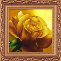 Набір для малювання камінцями 5D (часткова викладка на холсті) "Жовта троянда" LasKo