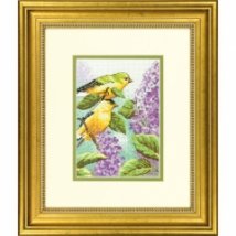 Набір для вишивання хрестиком "Птаха та бузок//Goldfinch and Lilacs" DIMENSIONS 70-65153