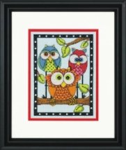 Набор для вышивания крестом "Трио сов//Owl Trio" DIMENSIONS 70-65159