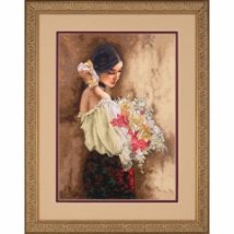 Набір для вишивання хрестиком "Жінка з букетом//Woman with Bouquet" DIMENSIONS 70-35274