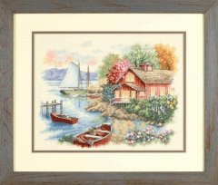 Набор для вышивания крестом "Спокойный дом у озера//Peaceful Lake House" DIMENSIONS 35230