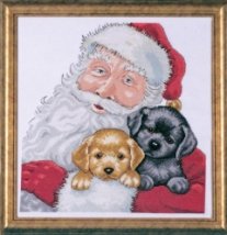Набір для вишивання хрестиком "Santa With Puppies//Санта з цуценятами" Design Works