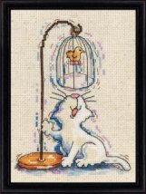 Набор для вышивания крестом "Birdcage Cat//Кот и птичка" Design Works