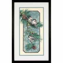 Набор для вышивания крестом "Птицы на ветке//Chickadees on a Branch" DIMENSIONS 03199