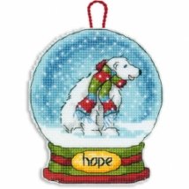 Набор для вышивания крестом "Украшение Снежный шар Надежда //Hope Snow Globe Ornament" DIMENSIONS 70-08906