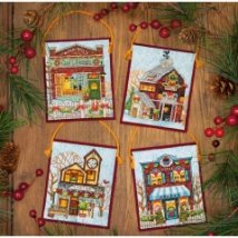 Набір для вишивання хрестиком "Зимове село//Winter Village Ornaments" DIMENSIONS 70-08954