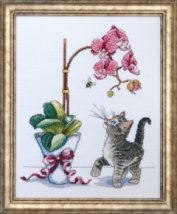 Набір для вишивання хрестиком "Orchid Kitty//Кошеня та Орхідея" Design Works