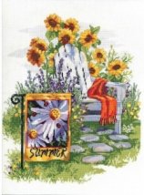 Набір для вишивання хрестиком "Summer Garden Flag//Літній сад" Janlynn