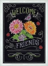 Набір для вишивання хрестиком "Welcome Friends Chalkboard//Ласкаво просимо друзі" Design Works