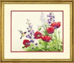 Набір для вишивання хрестиком "Колібрі та маки//Hummingbird and Poppies" DIMENSIONS 70-35344