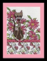 Набір для вишивання хрестиком "Pink Floral Cat//Квіткова кішка" Design Works