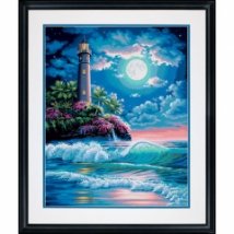 Набор для рисования красками по номерам "Маяк в лунном свете//Lighthouse in Moonlight" DIMENSIONS