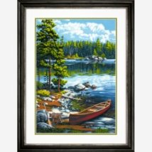 Набор для рисования красками по номерам "Каное у озера//Canoe by the Lake" DIMENSIONS