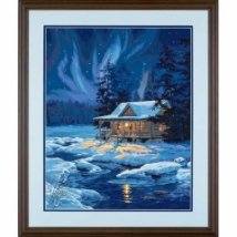 Набор для рисования красками по номерам "Лунный домик//Moonlit Cabin" DIMENSIONS