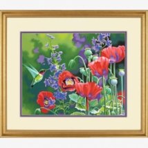 Набор для рисования красками по номерам "Колибри и маки//Hummingbird and Poppies" DIMENSIONS