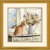 Набір для вишивання хрестиком "Кошеня у вікні//Kitten in the Window" DIMENSIONS 70-35359
