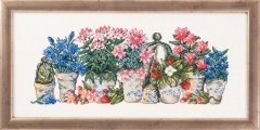 Набір для вишивання "Рожеві і голубі квіти (Pink/blue flowers)" PERMIN