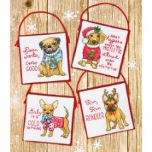 Набір для вишивання хрестиком "Різдвяні щенята//Christmas Pups Ornaments" DIMENSIONS 70-08972