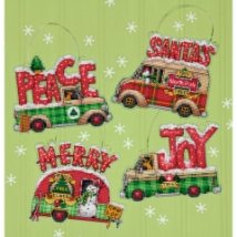Набір для вишивання хрестиком "Святкові вантажівочки//Holiday Truck Ornaments" DIMENSIONS 70-08974