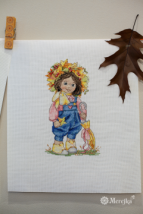 Набор для вышивания крестом "Осенний девочка" Мережка