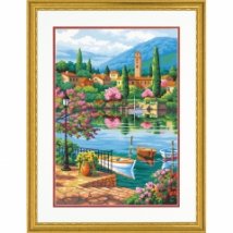 Набор для рисования красками по номерам "Озеро в обед//Village Lake Afternoon" DIMENSIONS