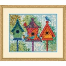 Набір для вишивання гобеленом "Барвисті будиночки для птахів//Colorful Birdhouses" DIMENSIONS 71-20088