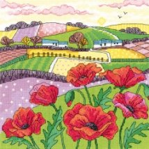 Набір для вишивання хрестиком "Поле маків//Poppy Landscape" Heritage Crafts