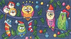 Набір для вишивання хрестиком "Різдвяні сови//Christmas Owls" Heritage Crafts