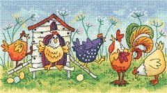 Набор для вышивания крестом "Счастливые курицы//Happy Hens" Heritage Crafts
