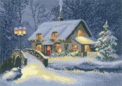Набор для вышивания крестом "Рождественкий коттедж//Christmas Cottage" Heritage Crafts