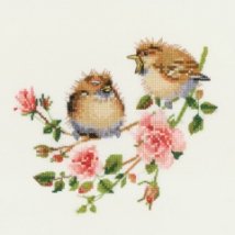 Набір для вишивання хрестиком "Маленькі пташечки на троянді//Rose Chick-Chat" Heritage Crafts