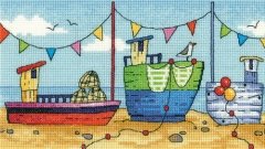 Набор для вышивания крестом "Лодки//Boats" Heritage Crafts