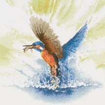Набор для вышивания крестом "Зимородок в полете//Kingfisher in Flight" Heritage Crafts