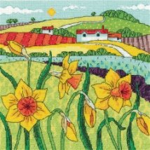 Набір для вишивання хрестиком "Пейзаж с нарцисами//Daffodil Landscape" Heritage Crafts