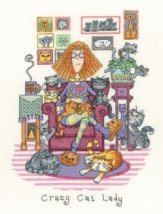 Набор для вышивания крестом "Кошатница//Crazy Cat Lady" Heritage Crafts