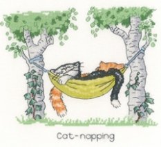 Схема для вышивания крестом "Дремлющий котенок//Cat Napping" Heritage Crafts