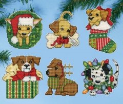 Набор для вышивания крестом "Christmas Pups//Рождественские щенки" Design Works