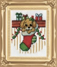 Набор для вышивания крестом "Puppy in Stocking//Щенок в чулке" Design Works