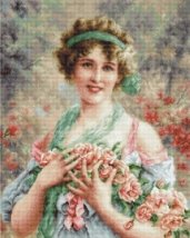Набір для вишивання гобеленом "Дівчина з трояндами" Luca-S
