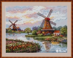 Набір для вишивання хрестиком "Голандські мельниці" Мережка