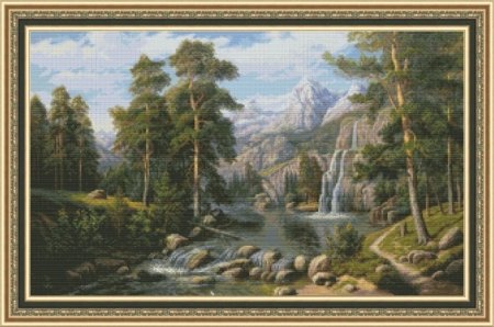 Набір для вишивання хрестиком "Озеро в горах" Юнона