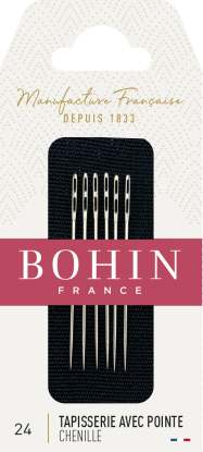 Chenille Double Eye №24 (6шт) Набір голок для вишивання стрічками з Подвійним вушком Bohin (Франція)