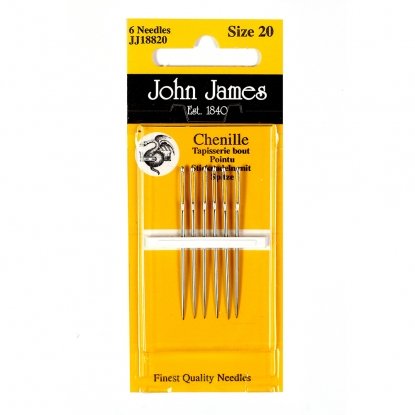 Chenille №20 (6шт) Набор игл для вышивки лентами John James (Англия)