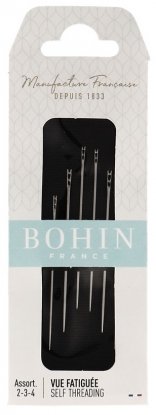 Self-threading №2-3-4 (6шт) Набор легковдеваемых игл для шитья Bohin (Франция)